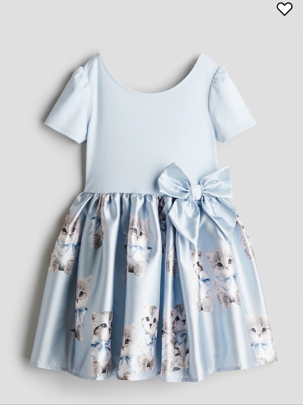 H&M Light Blue Kitten Bow Party Dress for Girls